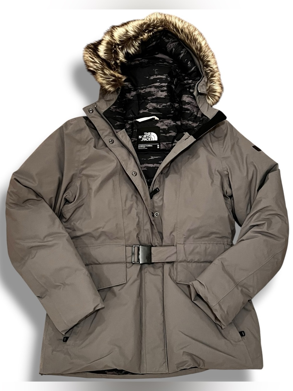 The North Face Womens Dunagiri Coat Parka Jacket Sz M Graphite Grey Heather E-8